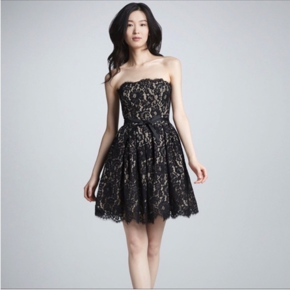 Robert Rodriguez Neiman Marcus Target Black Strapless Lace Mini Dress NWT